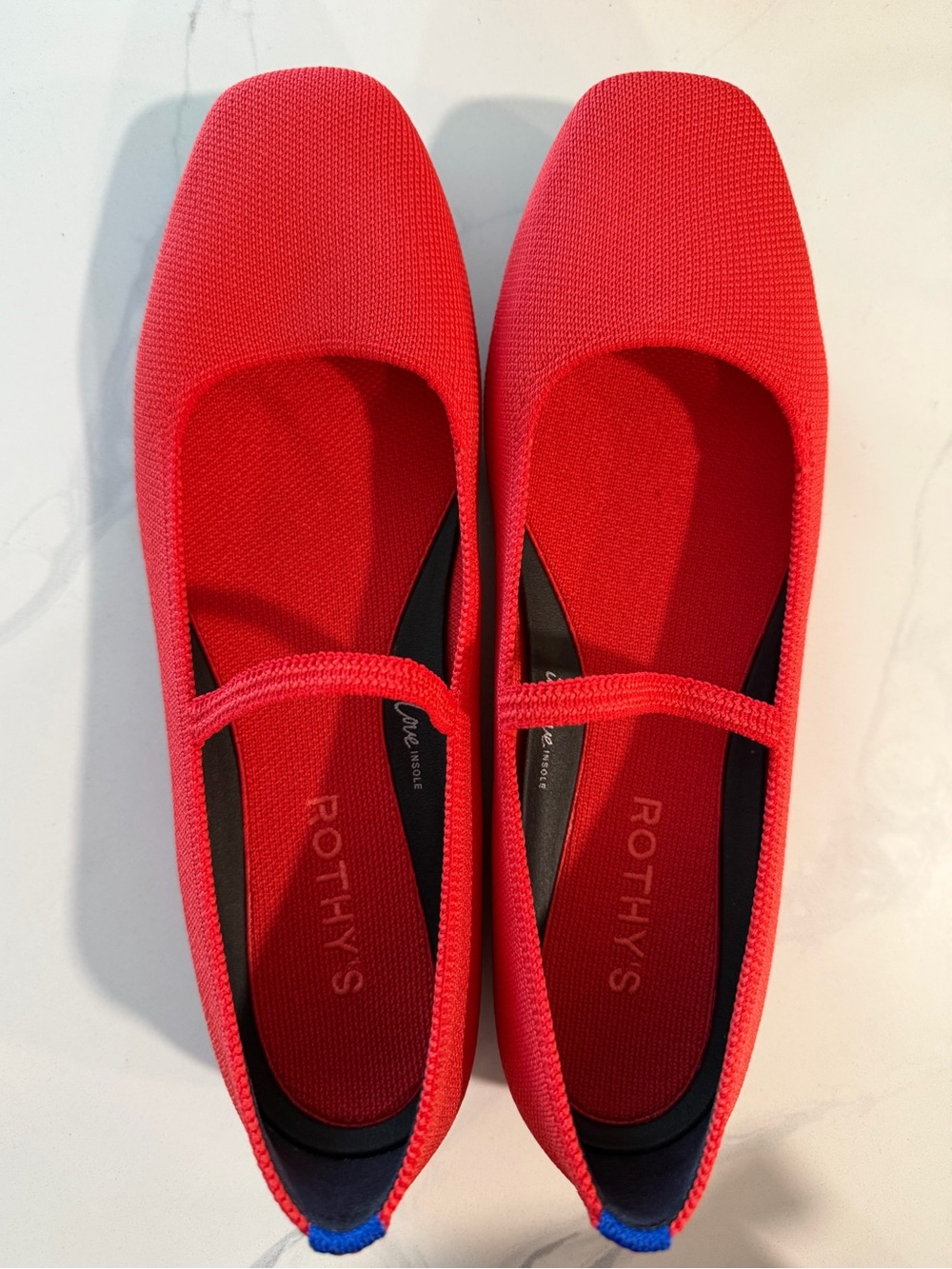 Rothy's Red Mary Jane Square Flats with Strap NWT